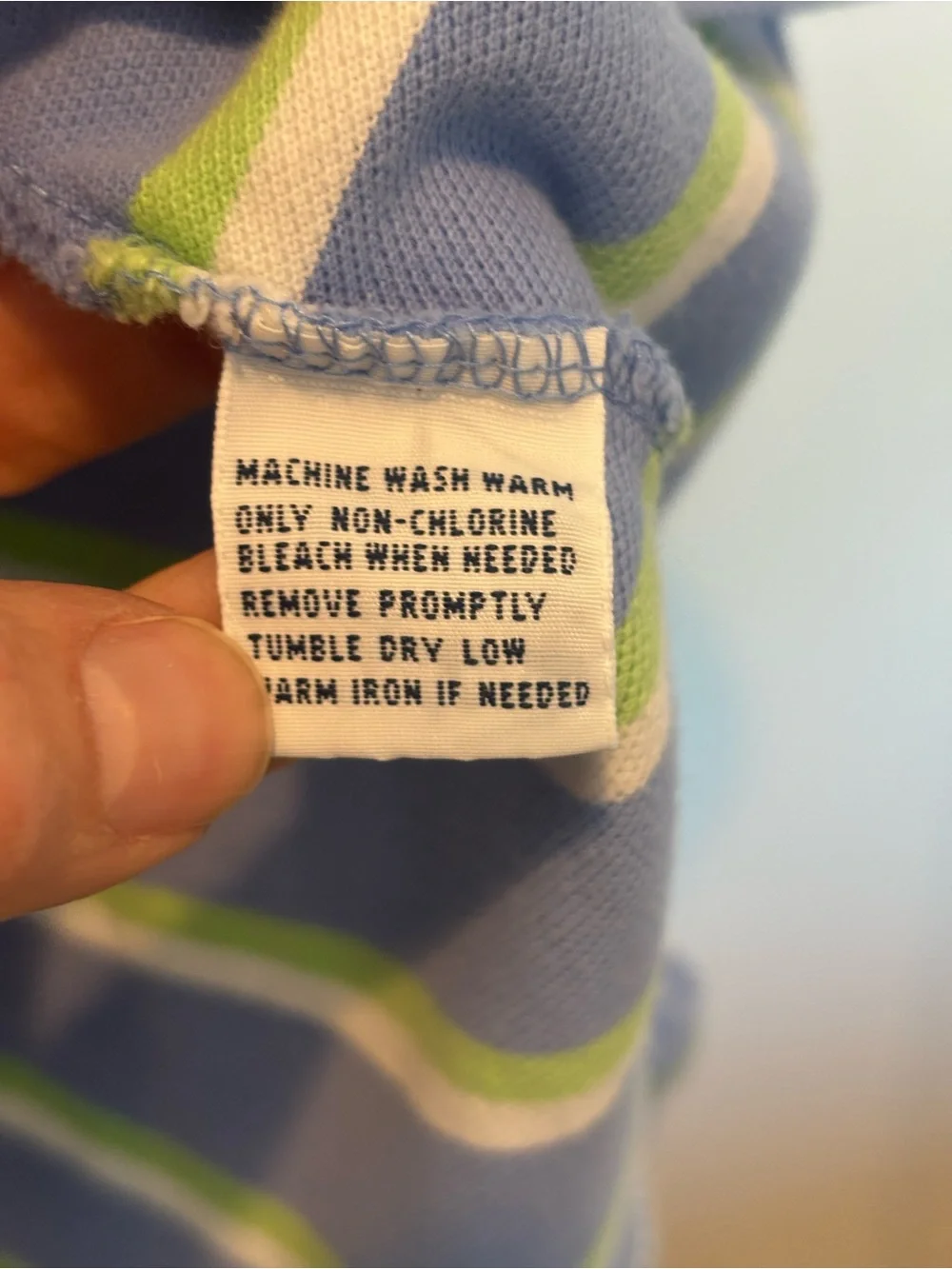 Ralph Lauren Blue, White & Lime Green Striped Polo